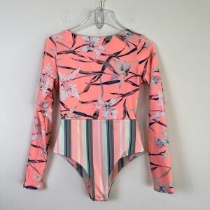 Anthropologie Maaji Sky Surf Reversible One Piece Swimsuit, Long Sleeve, L, NWOT